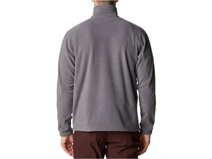 Chaqueta de fleece Columbia color gris con cierre frontal completo y bolsillo superior en el pecho para hombre.