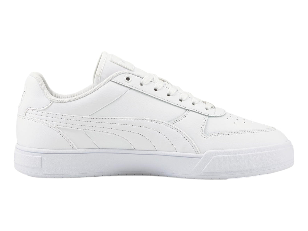 Tenis PUMA Caven Dime en color blanco total, vista lateral sobre fondo blanco.