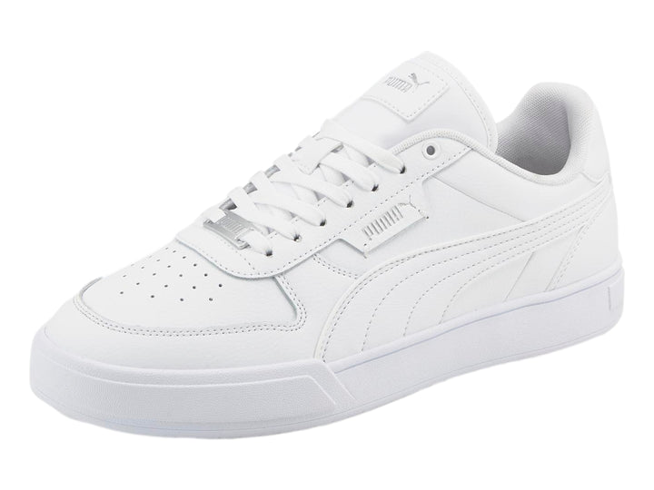 Tenis PUMA Caven Dime en color blanco total, vista lateral sobre fondo blanco.