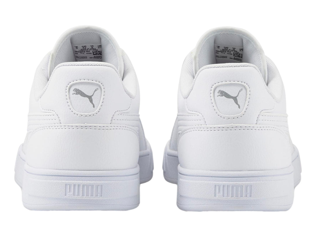 Tenis PUMA Caven Dime en color blanco total, vista lateral sobre fondo blanco.
