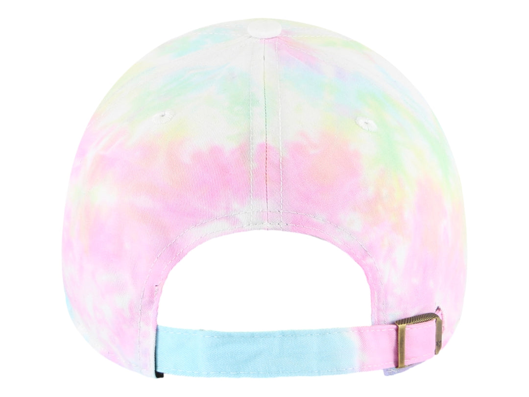 Gorra de béisbol multicolor tie-dye con logo de Los Angeles Dodgers en color blanco.