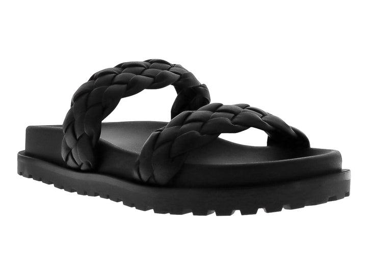 Sandalias negras de plataforma con tiras trenzadas y suela track