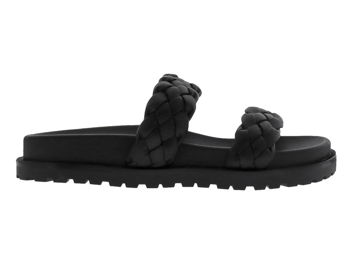 Sandalias negras de plataforma con tiras trenzadas y suela track