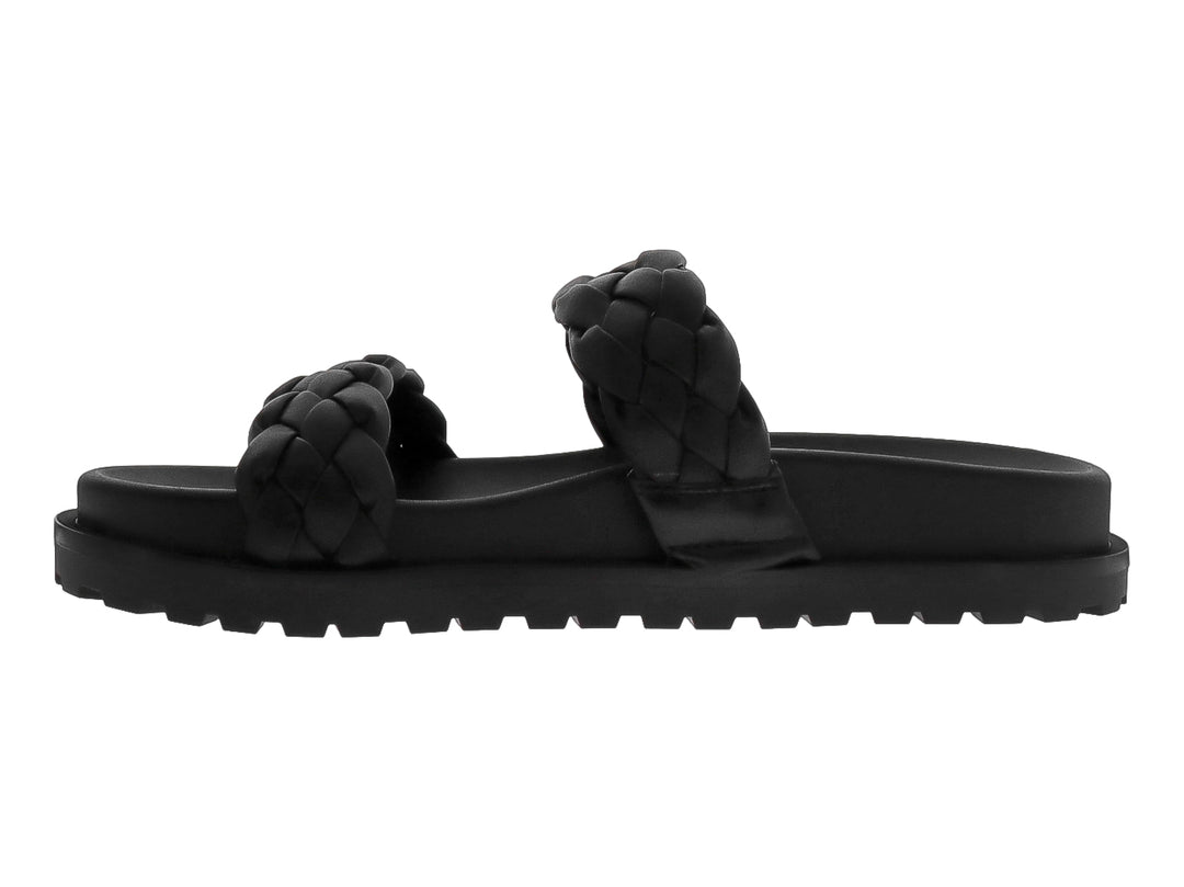 Sandalias negras de plataforma con tiras trenzadas y suela track