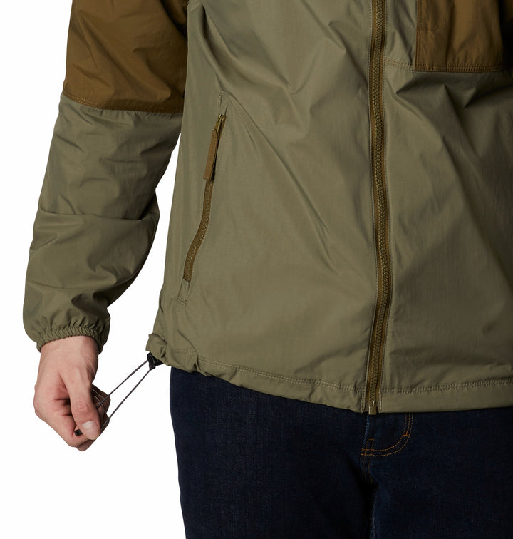 Chaqueta Columbia Wallowa Park en colores verde oliva y stone green con capucha y cierre frontal.
