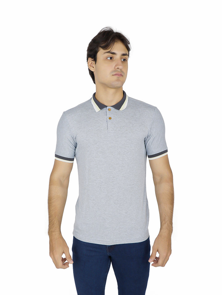 Playera Polo G.American Azul Jaspe para Hombre