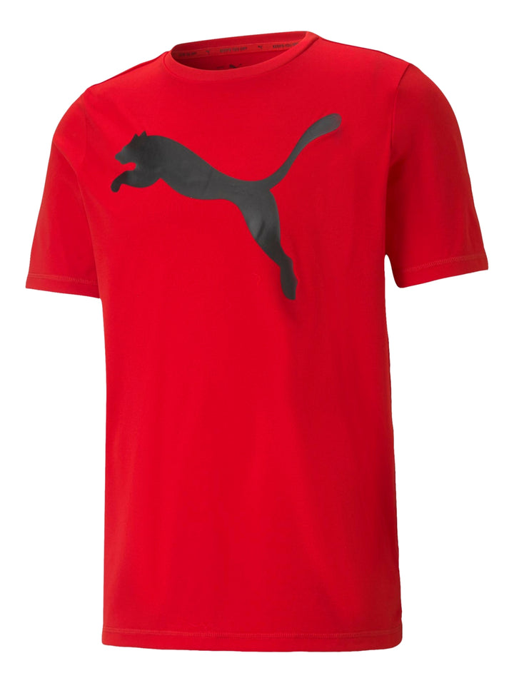 Camiseta deportiva PUMA color rojo con logotipo grande en negro en el pecho.