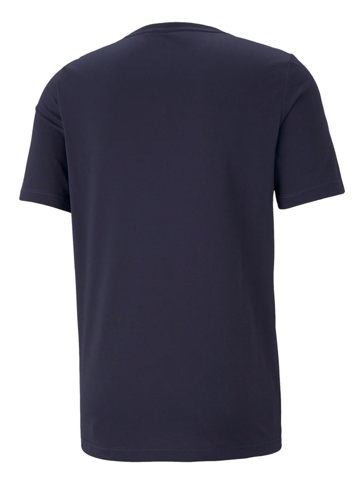 Camiseta deportiva PUMA de color azul marino con logotipo blanco pequeño en el pecho.