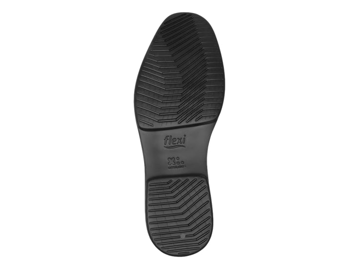 Zapato formal Flexi para hombre en color negro, de cuero liso con agujetas y suela cómoda.