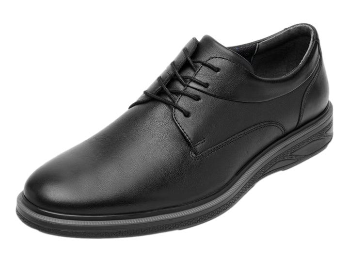 Zapato Flexi color negro para hombre, estilo casual con cordones y acabado en cuero liso.