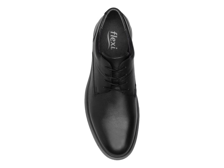 Zapato Flexi color negro para hombre, estilo casual con cordones y acabado en cuero liso.