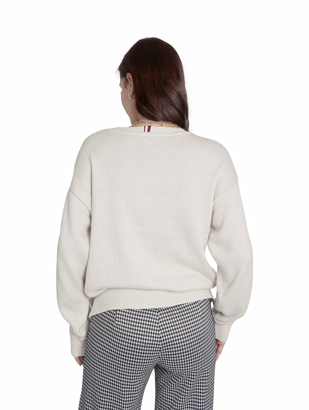 Suéter Tommy Hilfiger Monograma Blanco para Mujer
