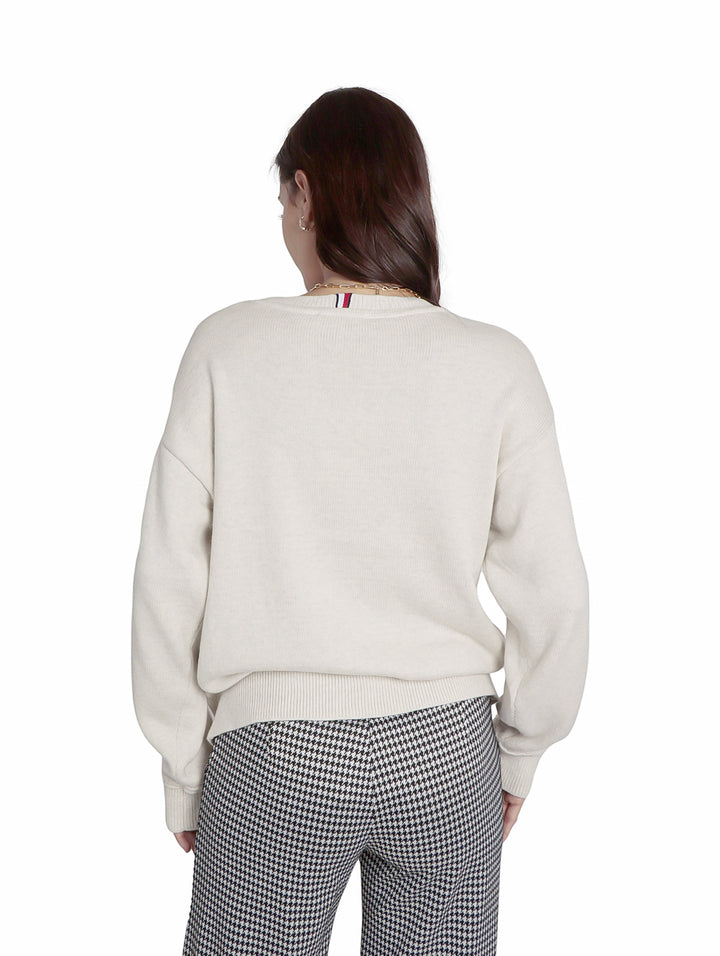 Suéter Tommy Hilfiger Monograma Blanco para Mujer