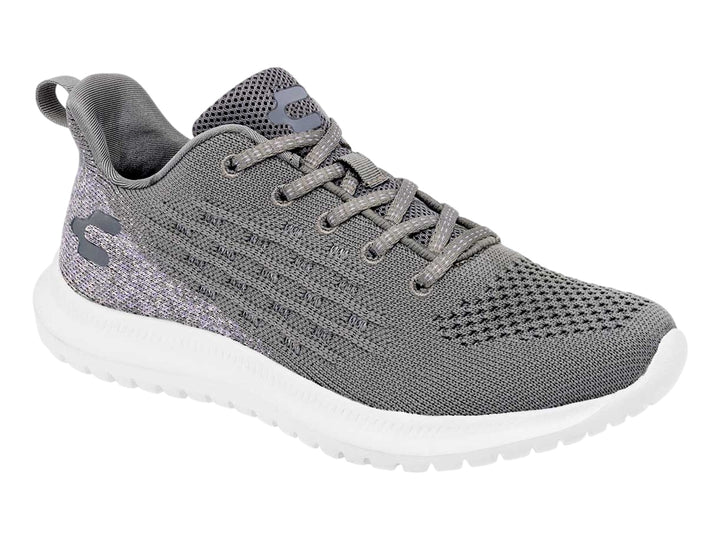 Tenis deportivos Charly color gris con suela blanca y acabado en tejido.