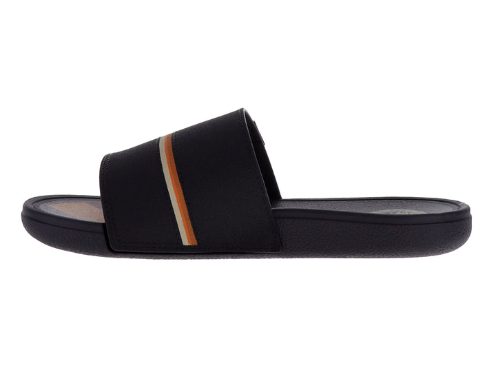 Sandalias Cartago color marrón con una franja naranja decorativa en la banda superior.