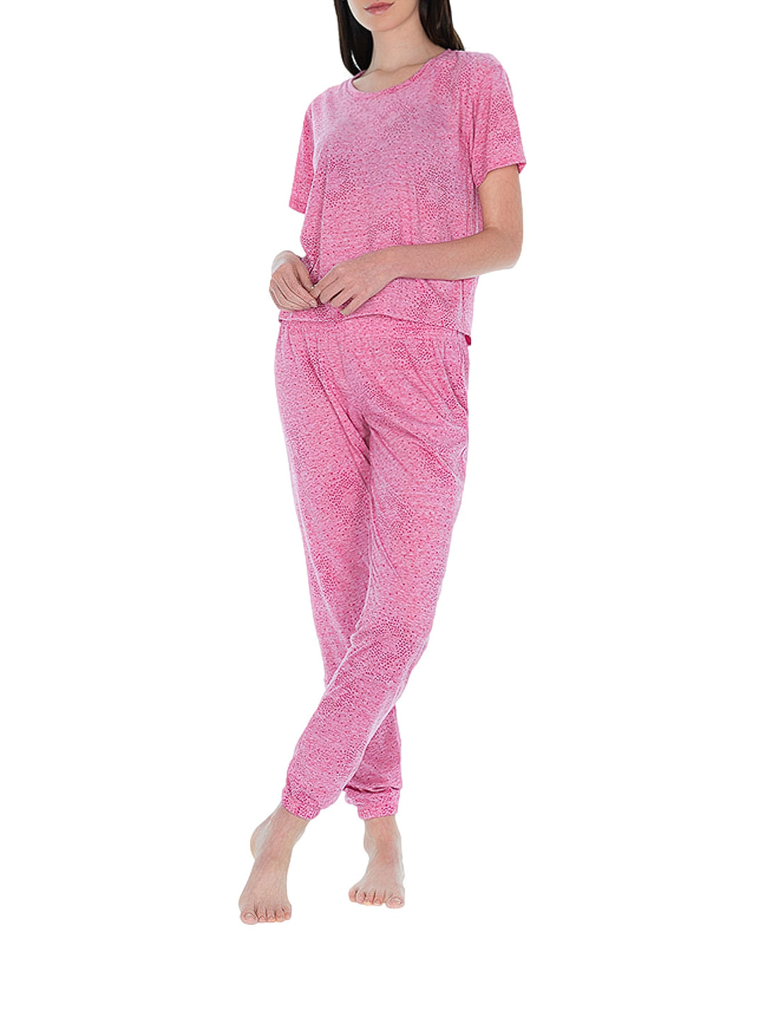Pijama Tops &amp; Bottoms Rosa Manga Corta y Pantalón