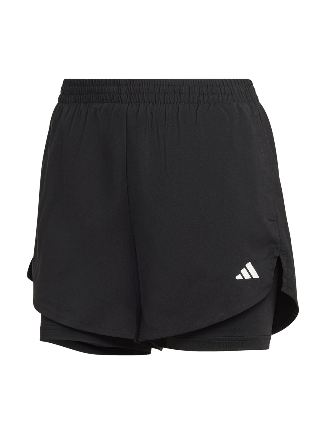 Shorts deportivos Adidas color negro de diseño dos en uno para entrenamiento.