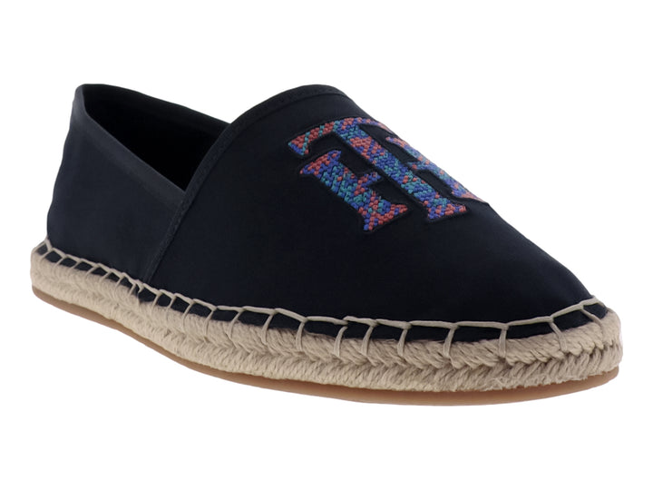Alpargata Tommy Hilfiger para mujer en color azul marino con suela de cuerda beige.