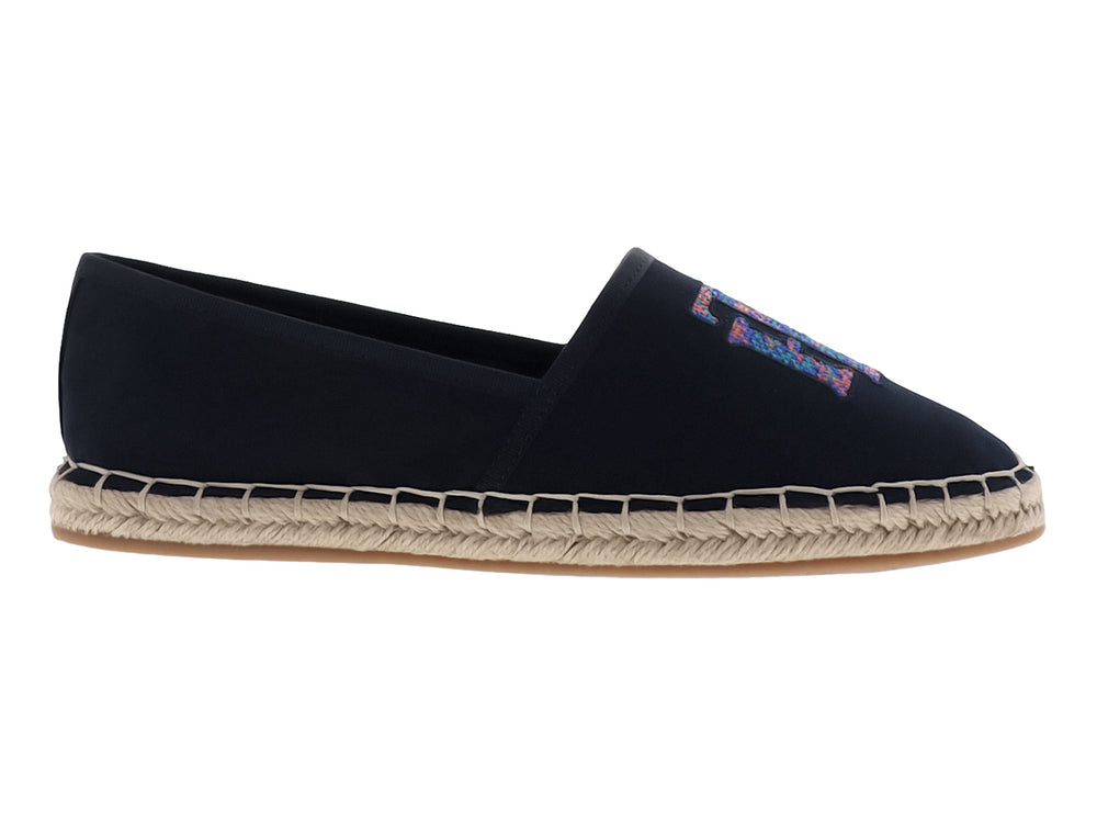 Alpargata Tommy Hilfiger para mujer en color azul marino con suela de cuerda beige.