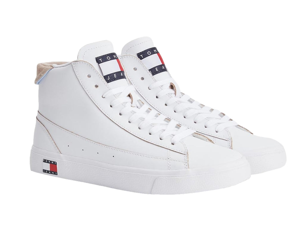 Tenis Tommy Hilfiger Tommy Jeans Mid Leather Varsity Blancos para Mujer