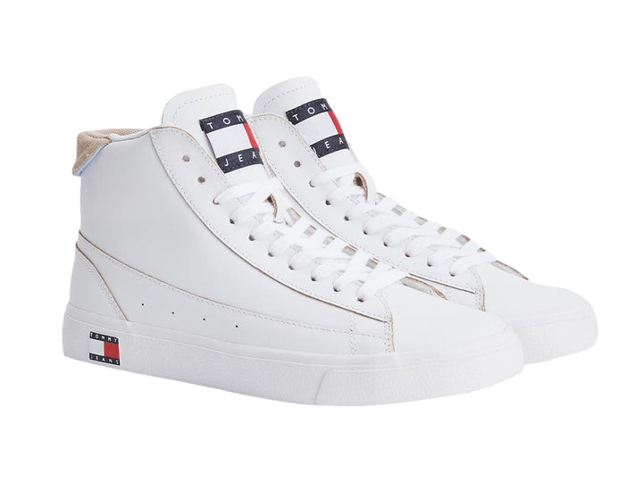 Tenis Tommy Hilfiger Tommy Jeans Mid Leather Varsity Blancos para Mujer
