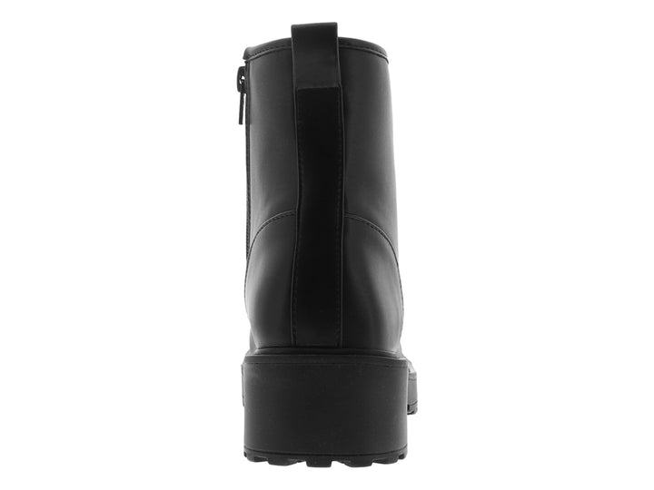 Bota negra de plataforma para mujer marca Madden Girl con agujetas y suela track.