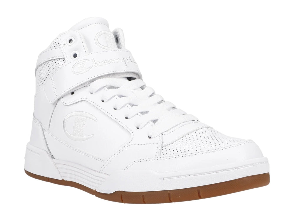 Tenis Champion Arena Power HI blancos con suela color goma y corte de bota alta.