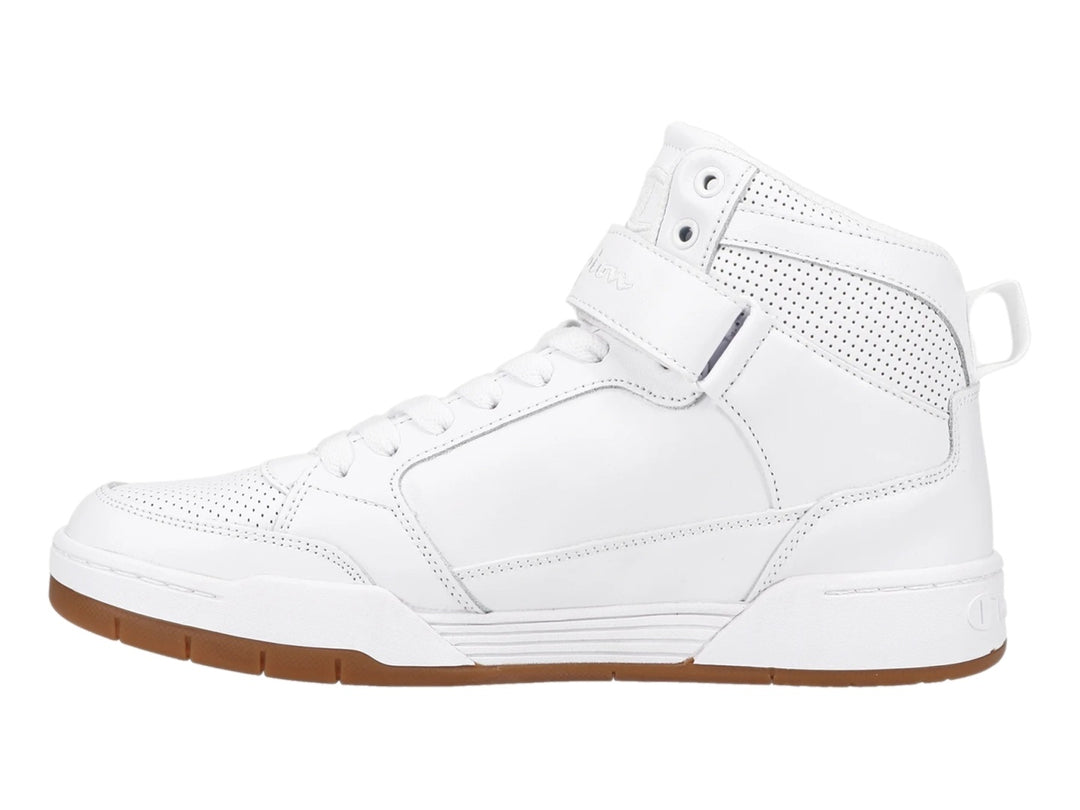 Tenis Champion Arena Power HI blancos con suela color goma y corte de bota alta.