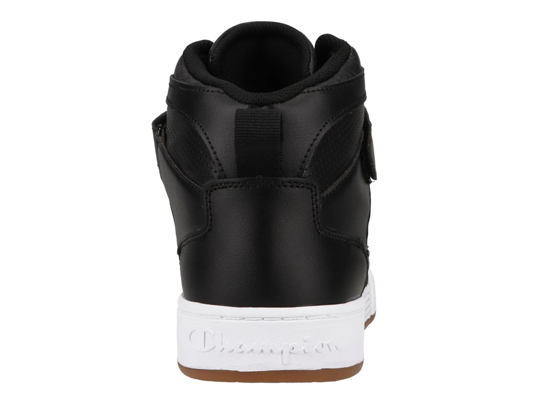 Tenis Champion Arena Power HI color negro con suela blanca y café, diseño de bota deportiva.