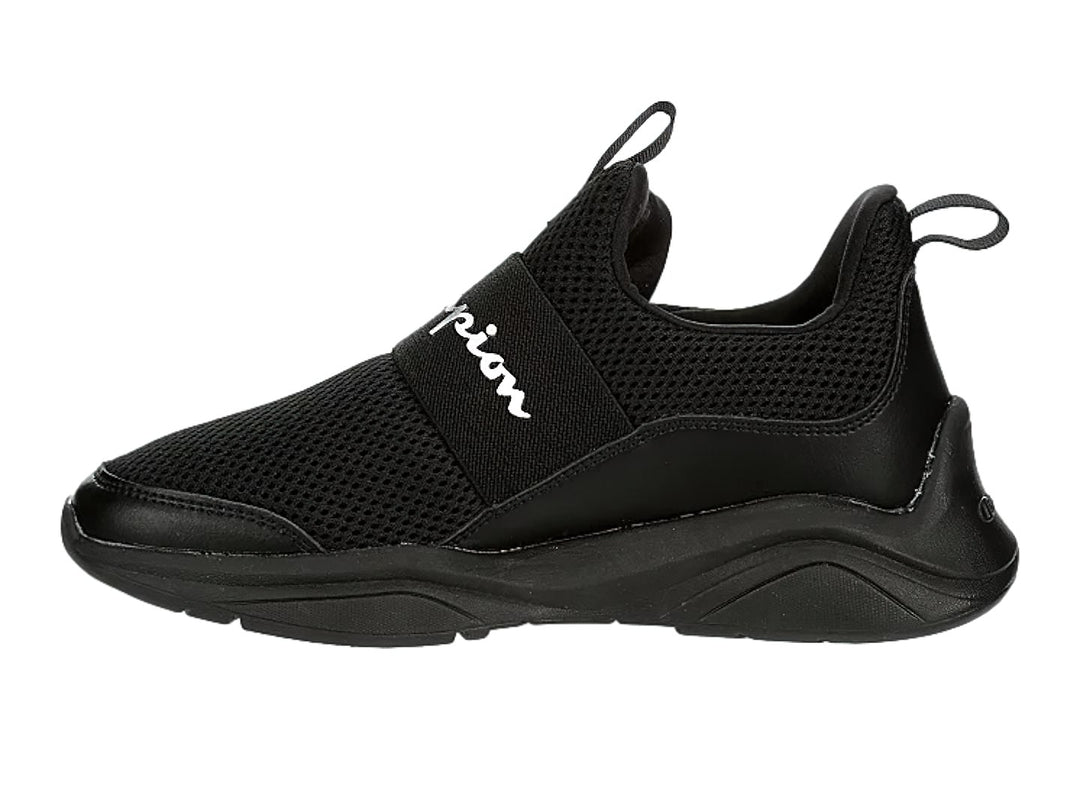 Zapato deportivo Champion Lady Legend color negro, estilo slip-on con malla transpirable.