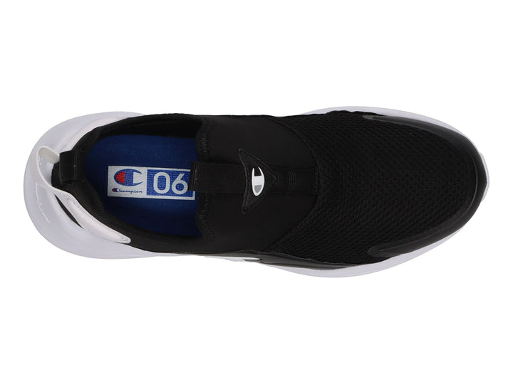 Tenis deportivos Champion Legend Neo Lo color negro con suela blanca, estilo slip-on sin agujetas.