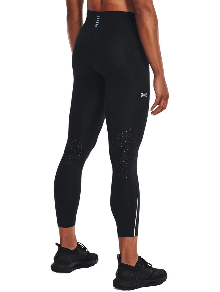Leggings deportivos negros Under Armour ajustados al tobillo.