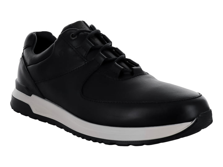 Zapato casual Quirelli color negro con suela blanca y cierre de cordones.
