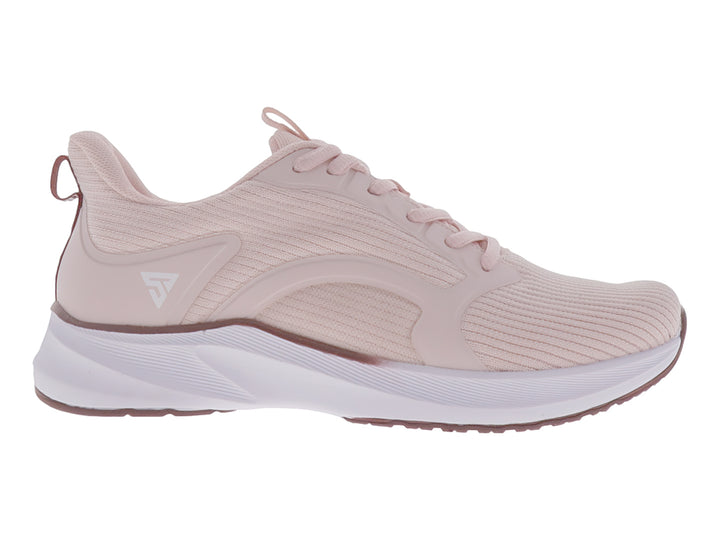 Tenis deportivos Justart en color rosa con suela blanca y agujetas coordinadas.