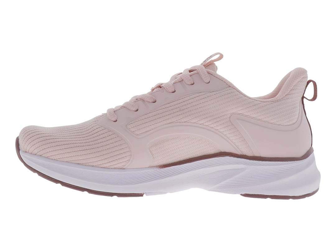 Tenis deportivos Justart en color rosa con suela blanca y agujetas coordinadas.