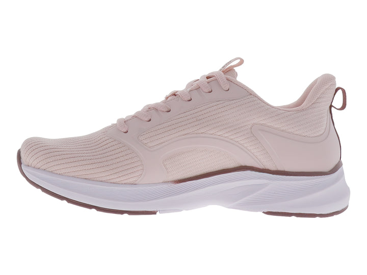Tenis deportivos Justart en color rosa con suela blanca y agujetas coordinadas.