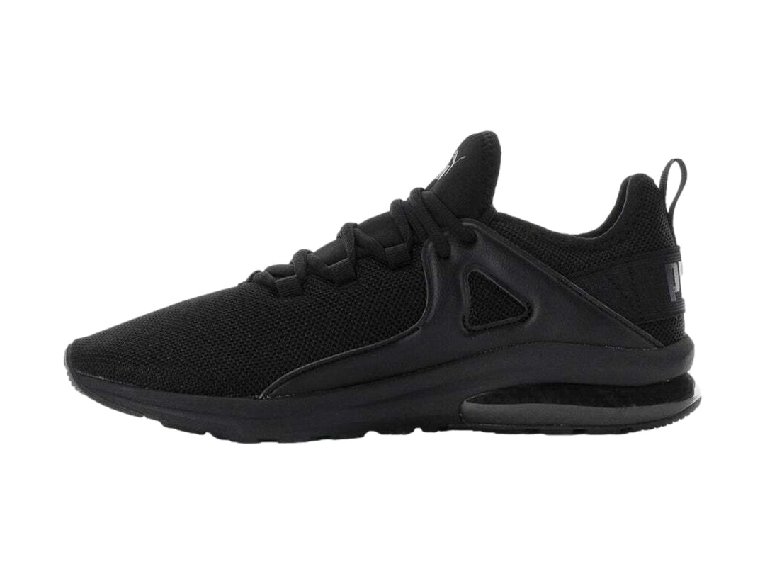 Zapato deportivo PUMA Electron 2.0 Wide en color negro, vista lateral sobre fondo blanco.