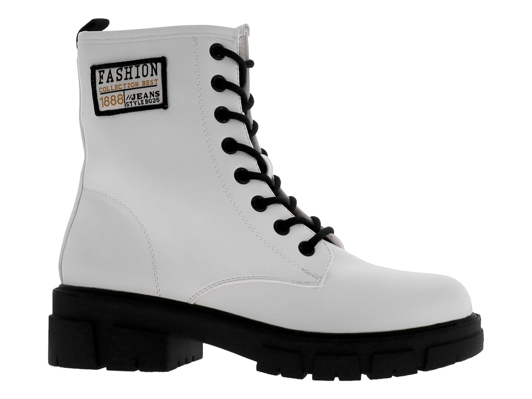 Botines Combat Roze Blanco para Mujer