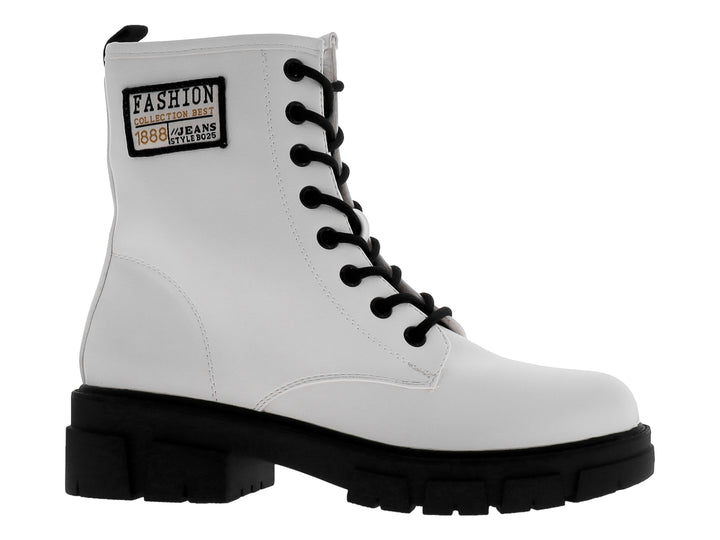 Botines Combat Roze Blanco para Mujer