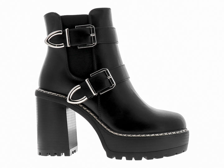 Botines Roze Negros con Tacón y Plataforma para Mujer