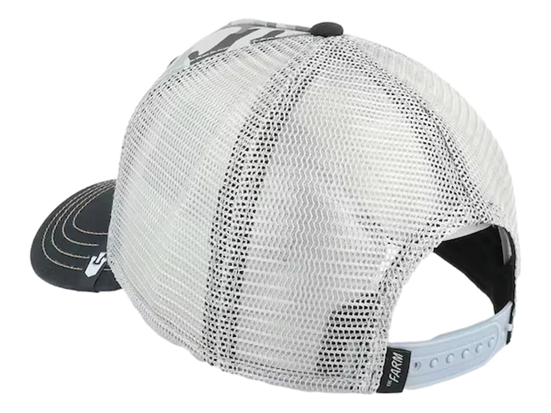 Gorra de camuflaje gris y negro con parche frontal de Lone Wolf.