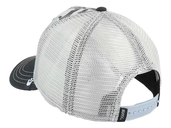 Gorra de camuflaje gris y negro con parche frontal de Lone Wolf.