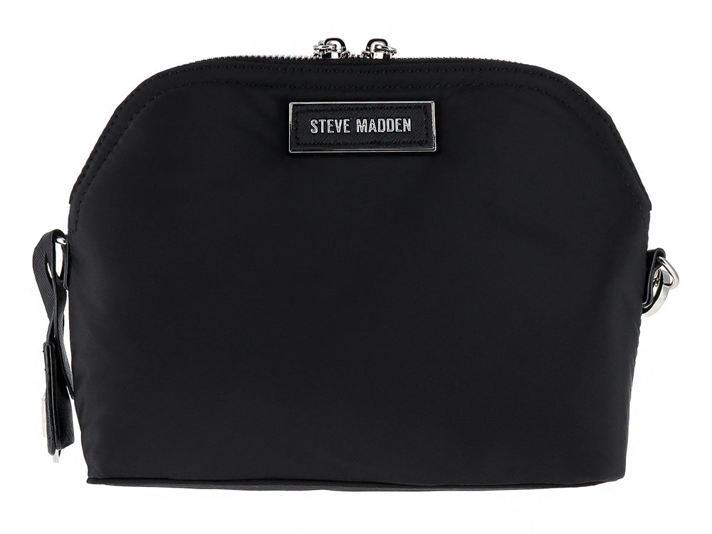 Bolso negro Steve Madden con estuche pequeño a juego y herrajes plateados.