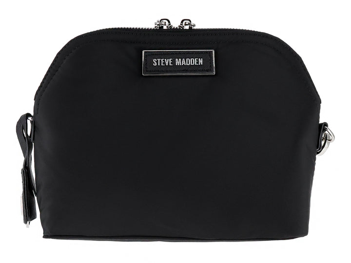 Bolso negro Steve Madden con estuche pequeño a juego y herrajes plateados.