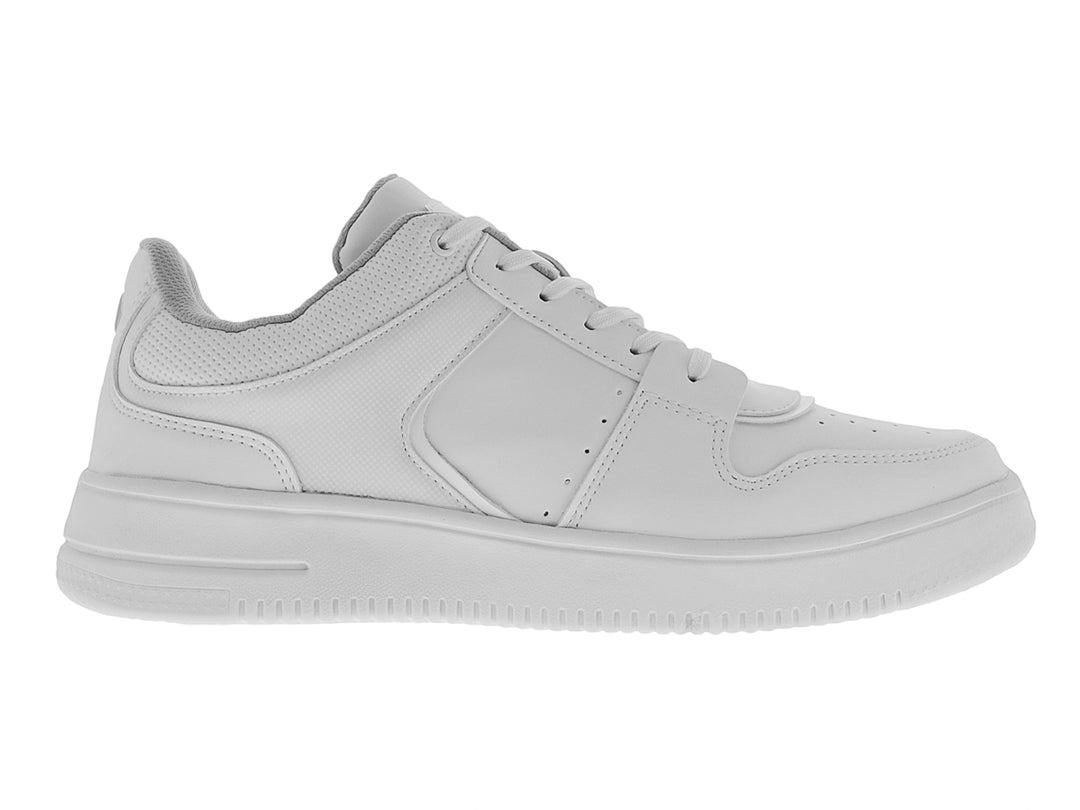 Tenis deportivos COURT modelo A7920E en color blanco total con suela ancha y detalles perforados.