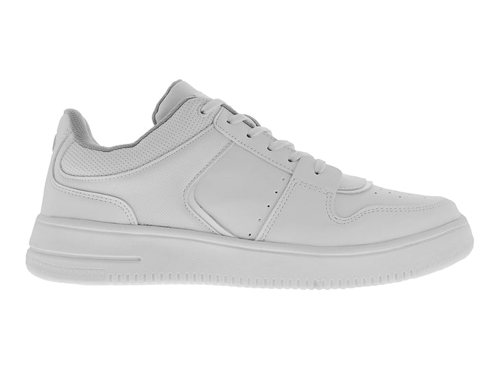 Tenis deportivos COURT modelo A7920E en color blanco total con suela ancha y detalles perforados.