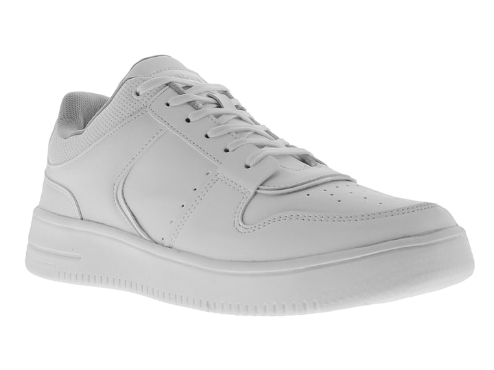 Tenis deportivos COURT modelo A7920E en color blanco total con suela ancha y detalles perforados.