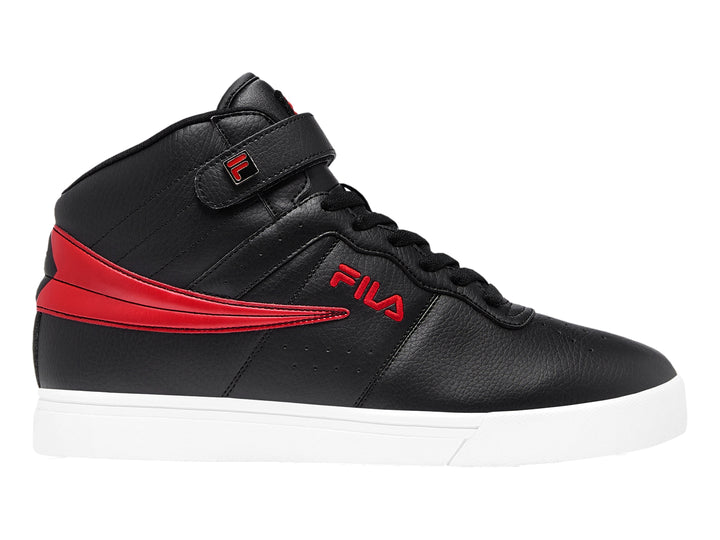 Tenis FILA VULC 13 2D de bota color negro con suela blanca y detalles en rojo.