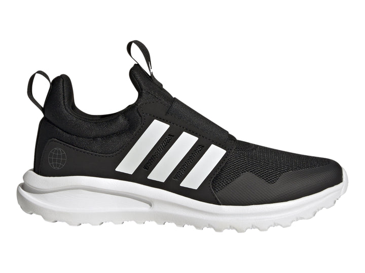 Tenis deportivos Adidas Activeride 2.0 J color negro con tres franjas y suela blanca.