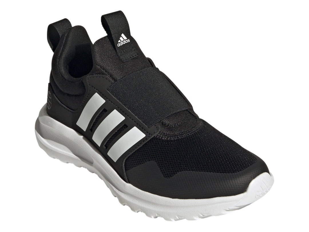 Tenis deportivos Adidas Activeride 2.0 J color negro con tres franjas y suela blanca.